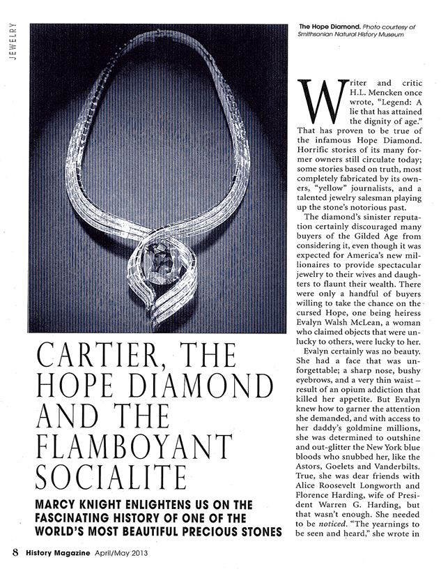 History Magazine / Hope Diamond / Evelyn Walsh McLean