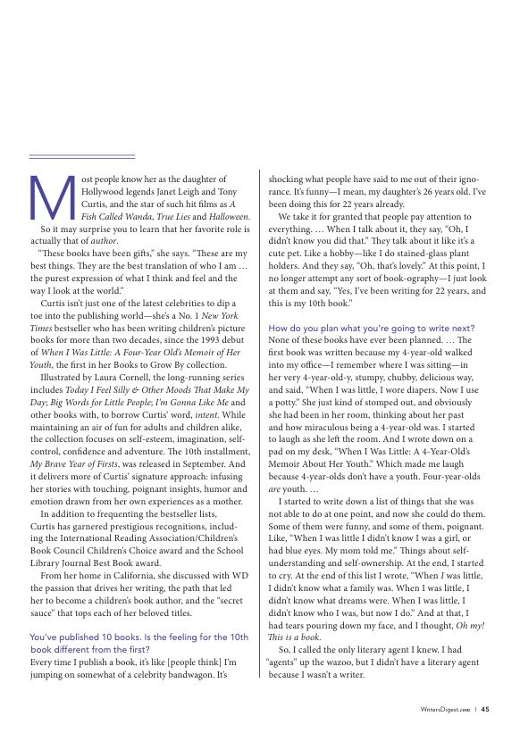 Writer's Digest / Jamie Lee Curtis / Trading Places